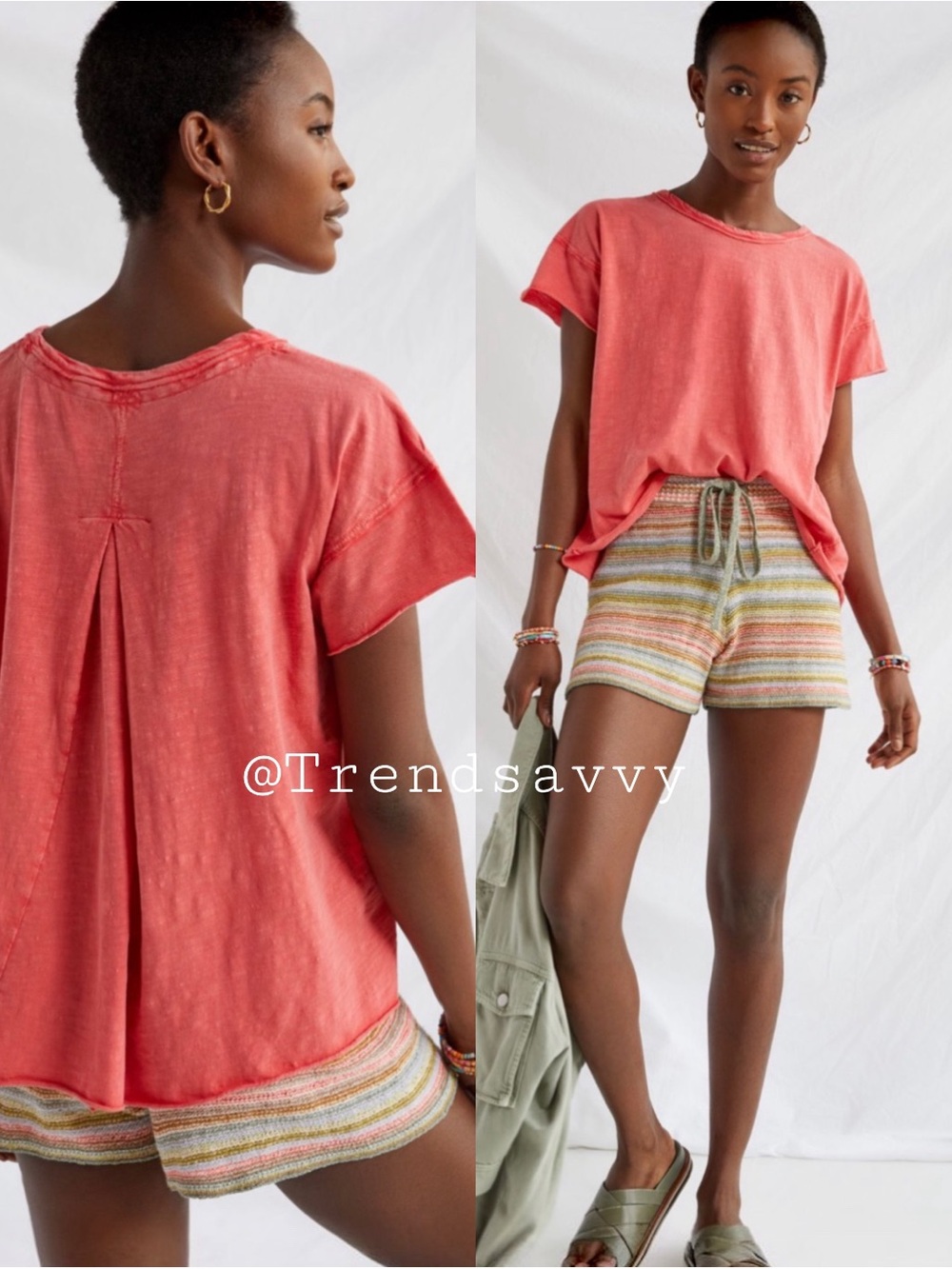 Anthropologie Pilcro Breezy Split Back Tee Red XS Short Sleeve Summer Casual Top